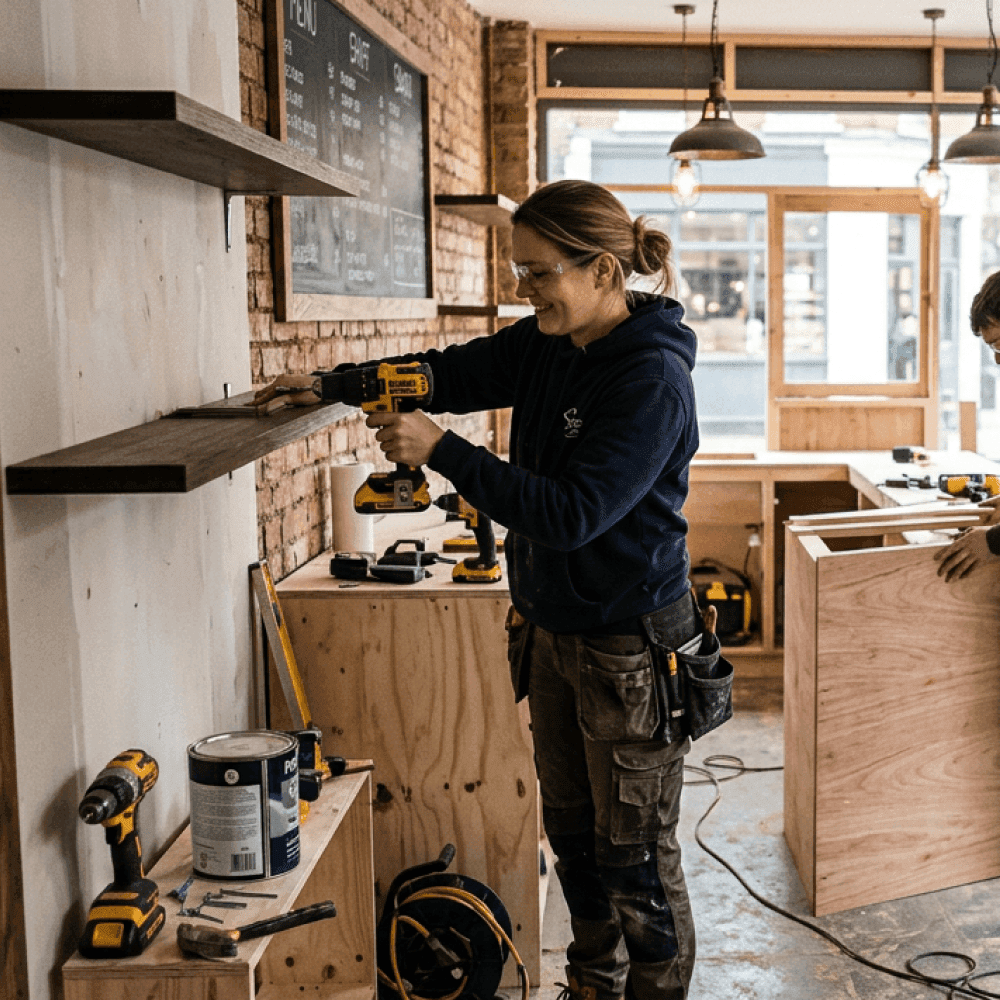 Sarah managing purchase orders in Xero with Zahara's cloud-based platform for shopfitters